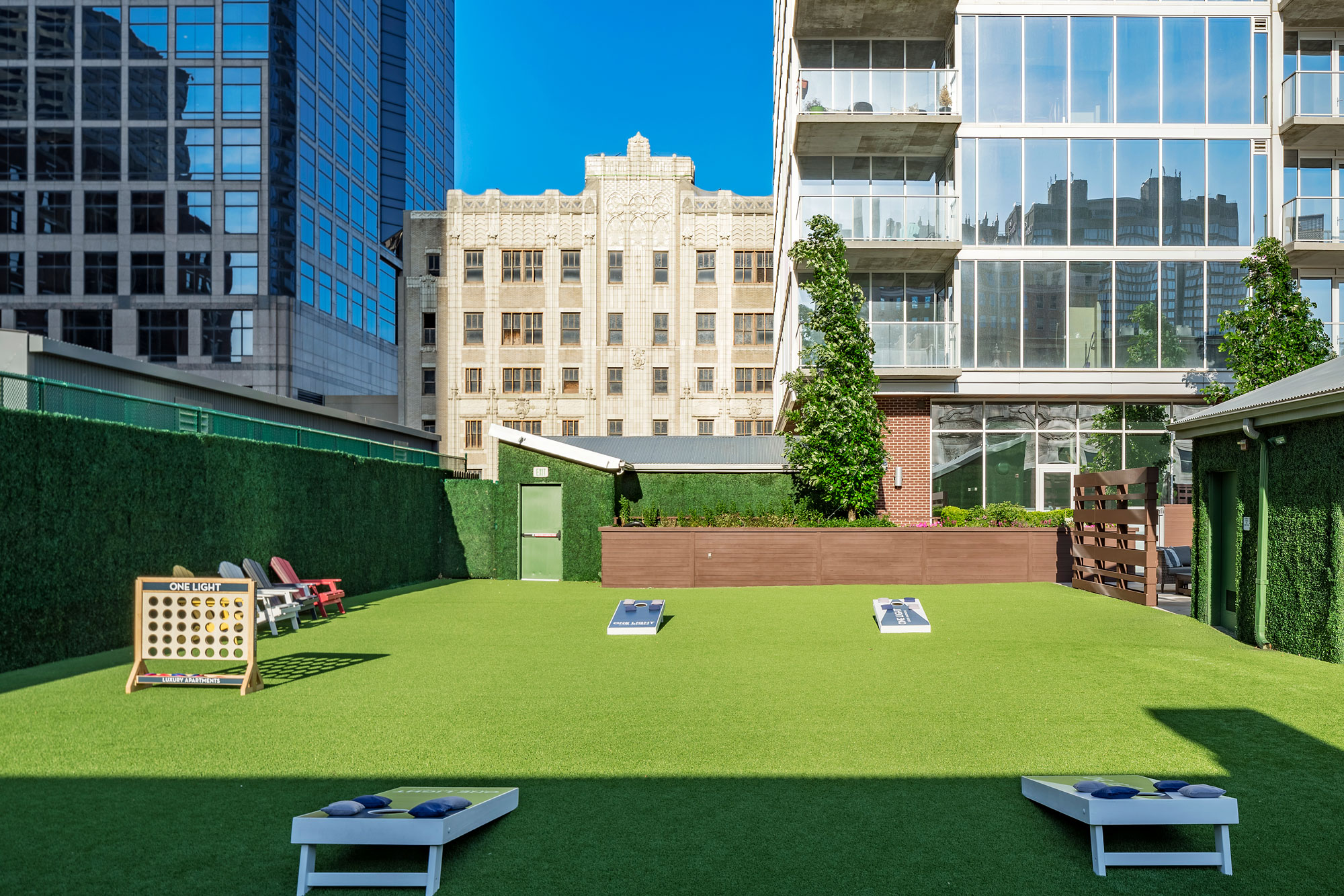 Rooftop Green Space at One Light Luxury Apartments