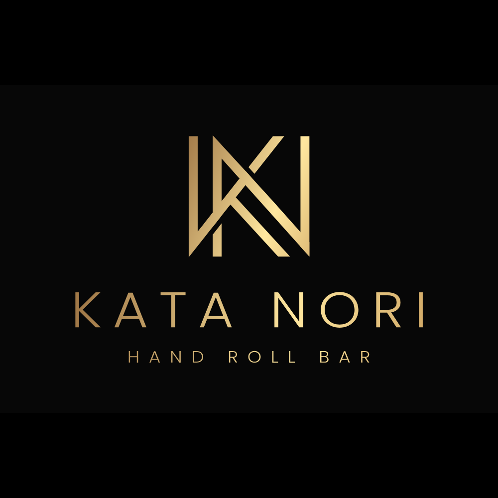 Gold metallic logo for Kata Nori, a hand rolled sushi restaurant